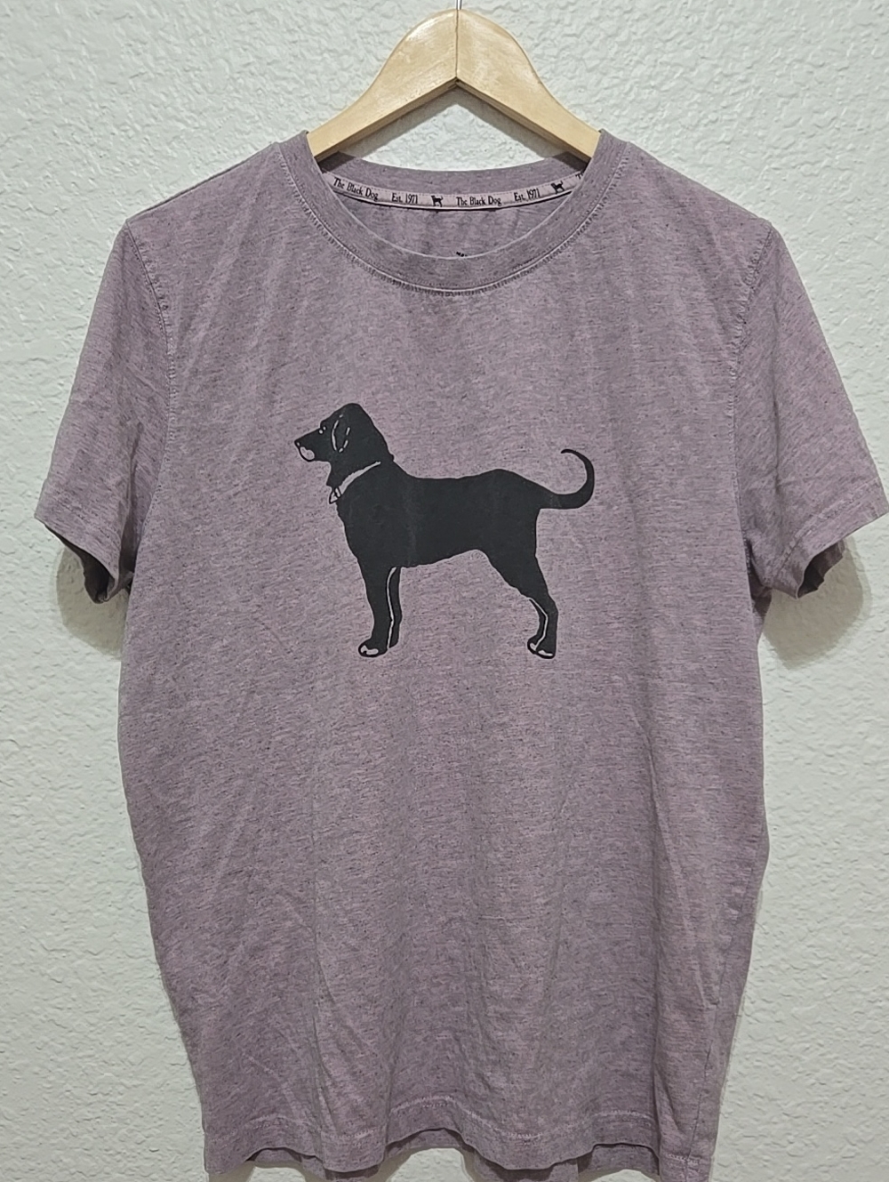 The Black Dog Lavender Crewneck Tee with Black Dog Graphic